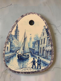 Oval Shape Blue and White Wall Plaque