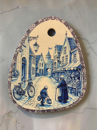Oval Shape Blue and White Wall Plaque