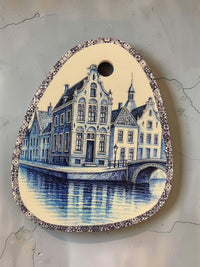 Oval Shape Blue and White Wall Plaque