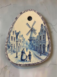 Oval Shape Blue and White Wall Plaque