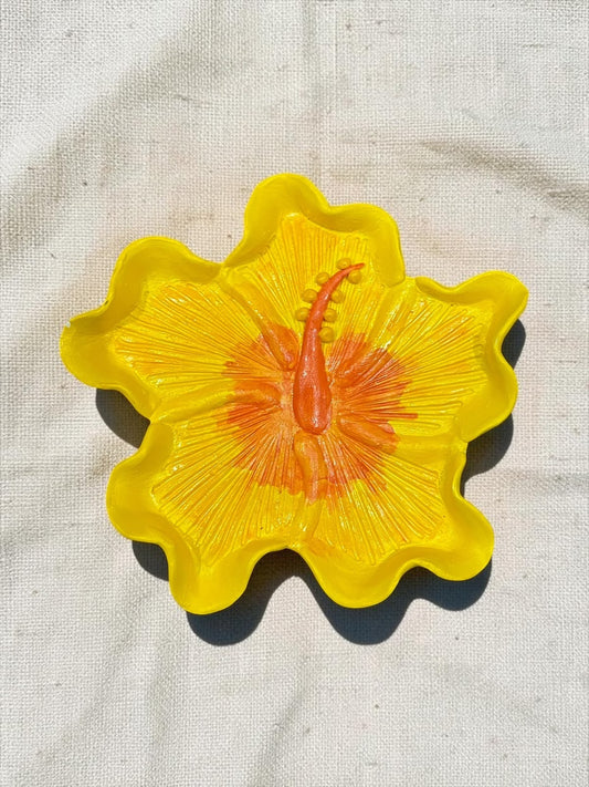 Hand-painted Hibiscus Trinket Dish