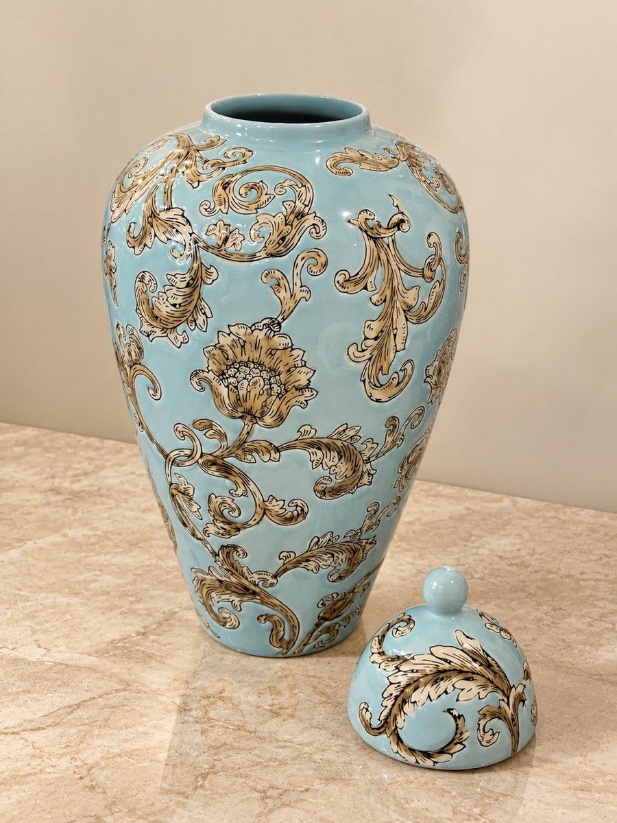 Azure Bloom Ceramic Vase