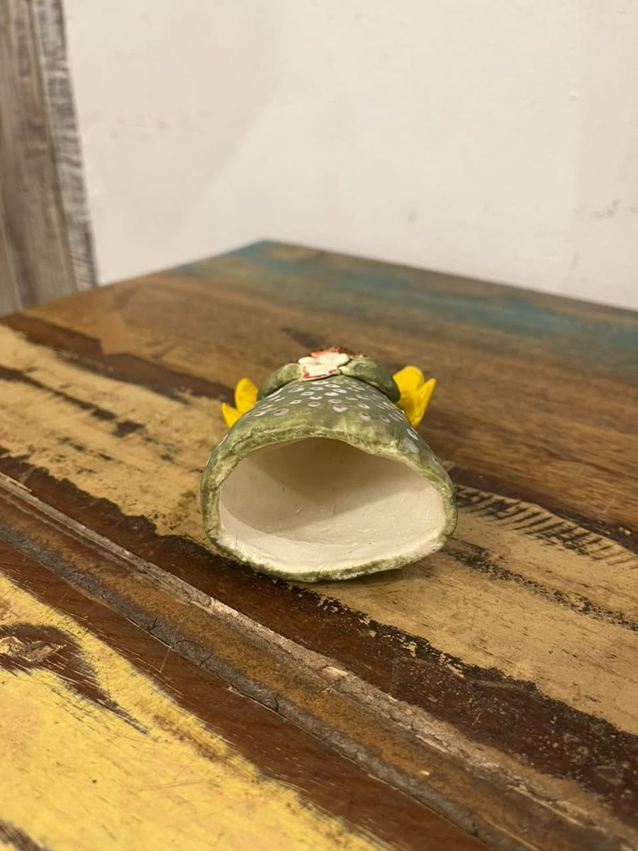 Small Ceramic Green Angel Figuirine