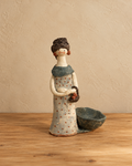 Ceramic Lady Figuirine With An Attatched Bowl