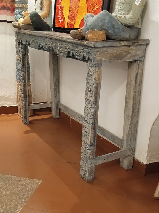 Hand Carved Wooden Vintage Table
