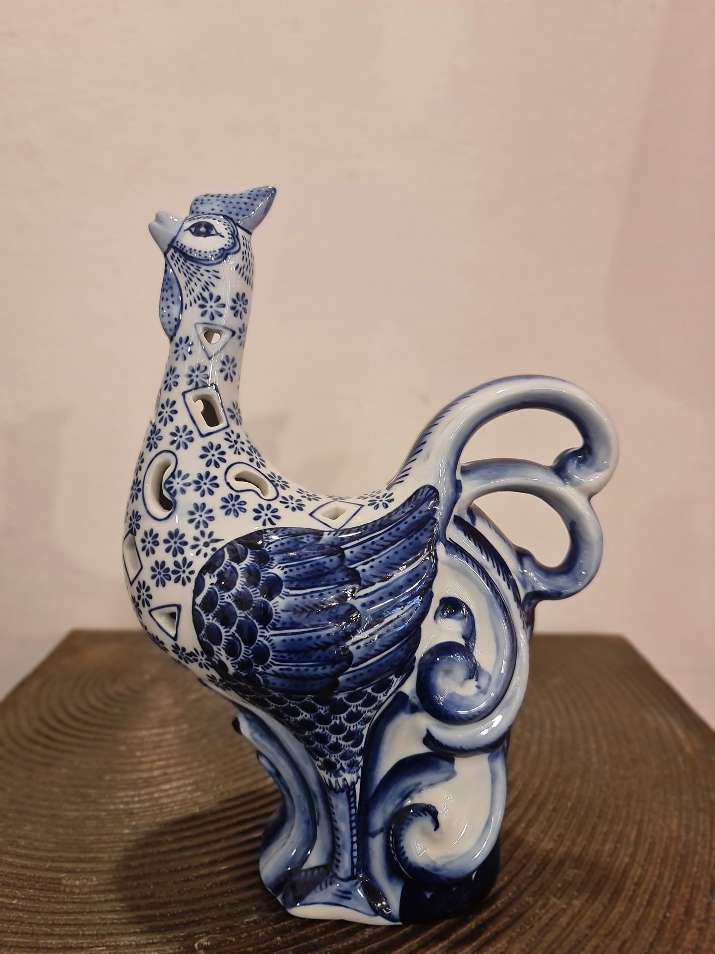 Blue Pottery Rooster