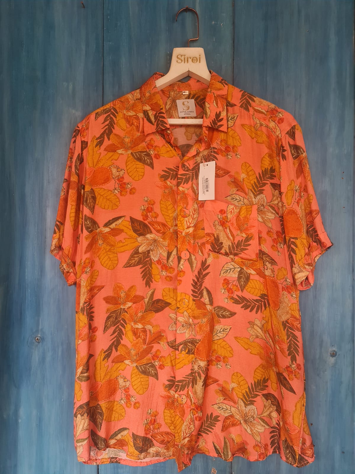 Cotton Printed Orange Shirt