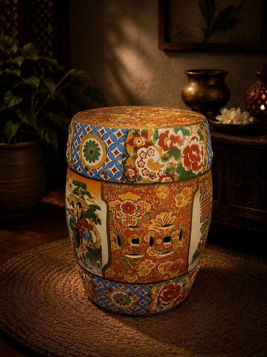 Imperial Floral Ceramic Garden Stool