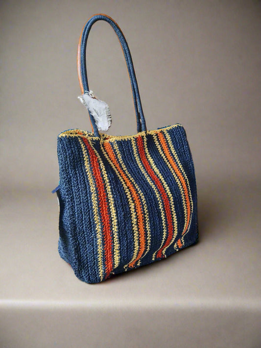 Blue Raffiya Bag
