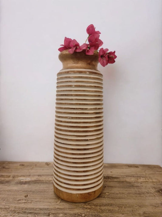 wooden hand carved vase