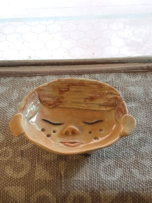 Boy Face Ceramic Soap Dish