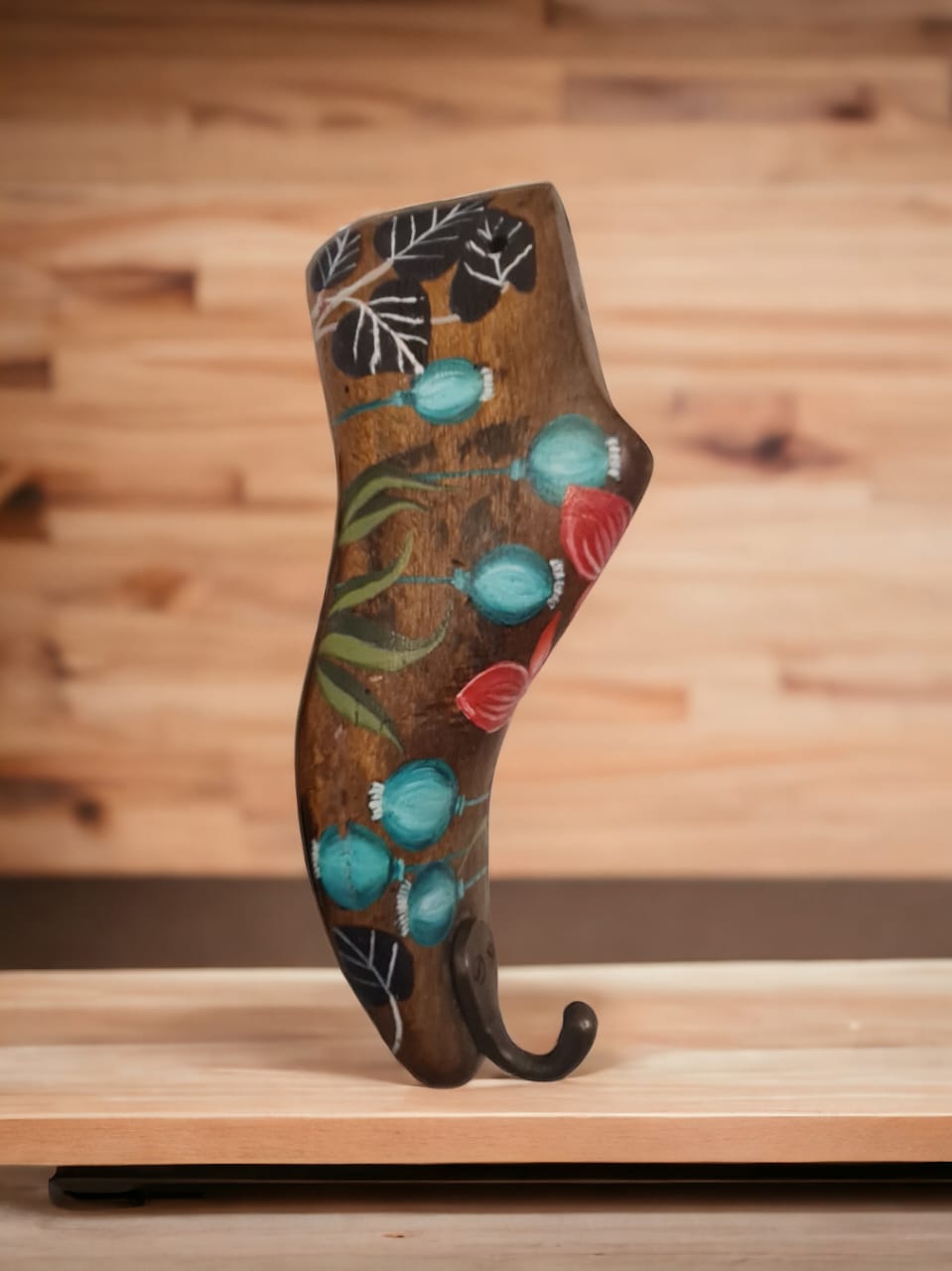 Wooden Painted Shoe Hook