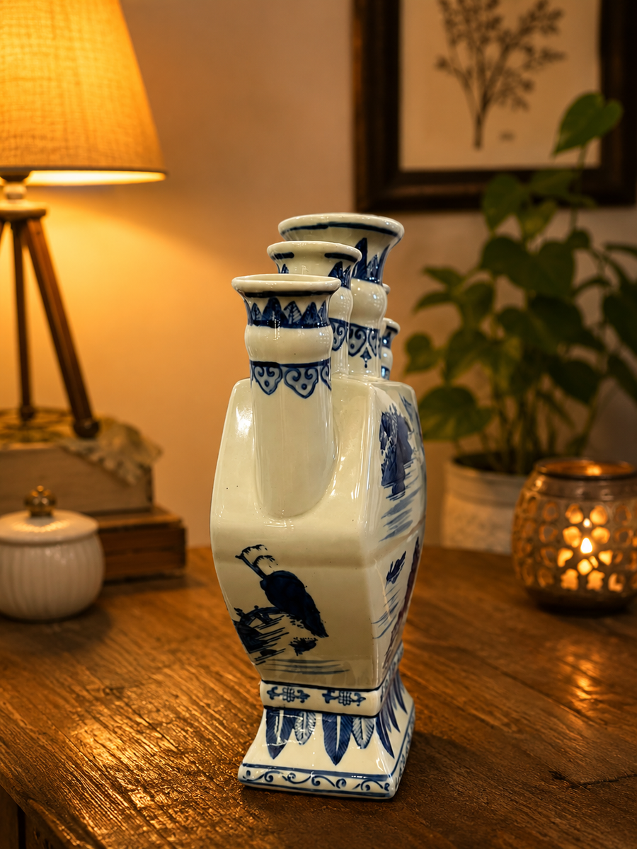 Blue Serenity Multi-Neck Ceramic Vase