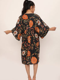 Midnight Bloom Linen Kaftan