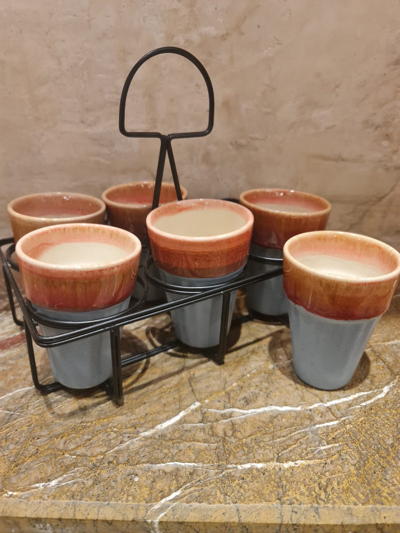 Chai Glass Set of 6 With Stand