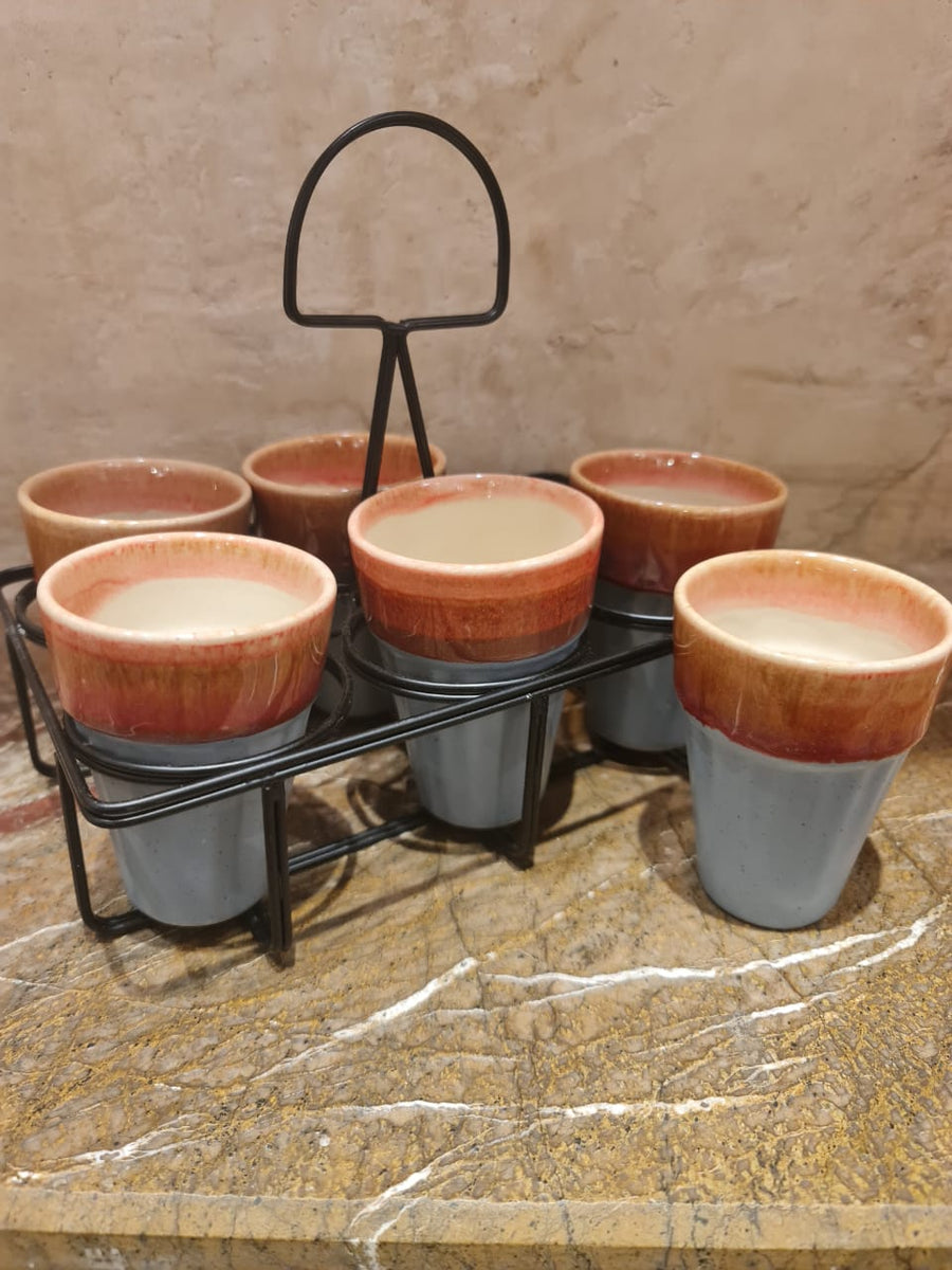 Chai Glass Set of 6 With Stand