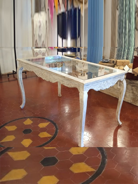 Antique Glass Top Dining Table