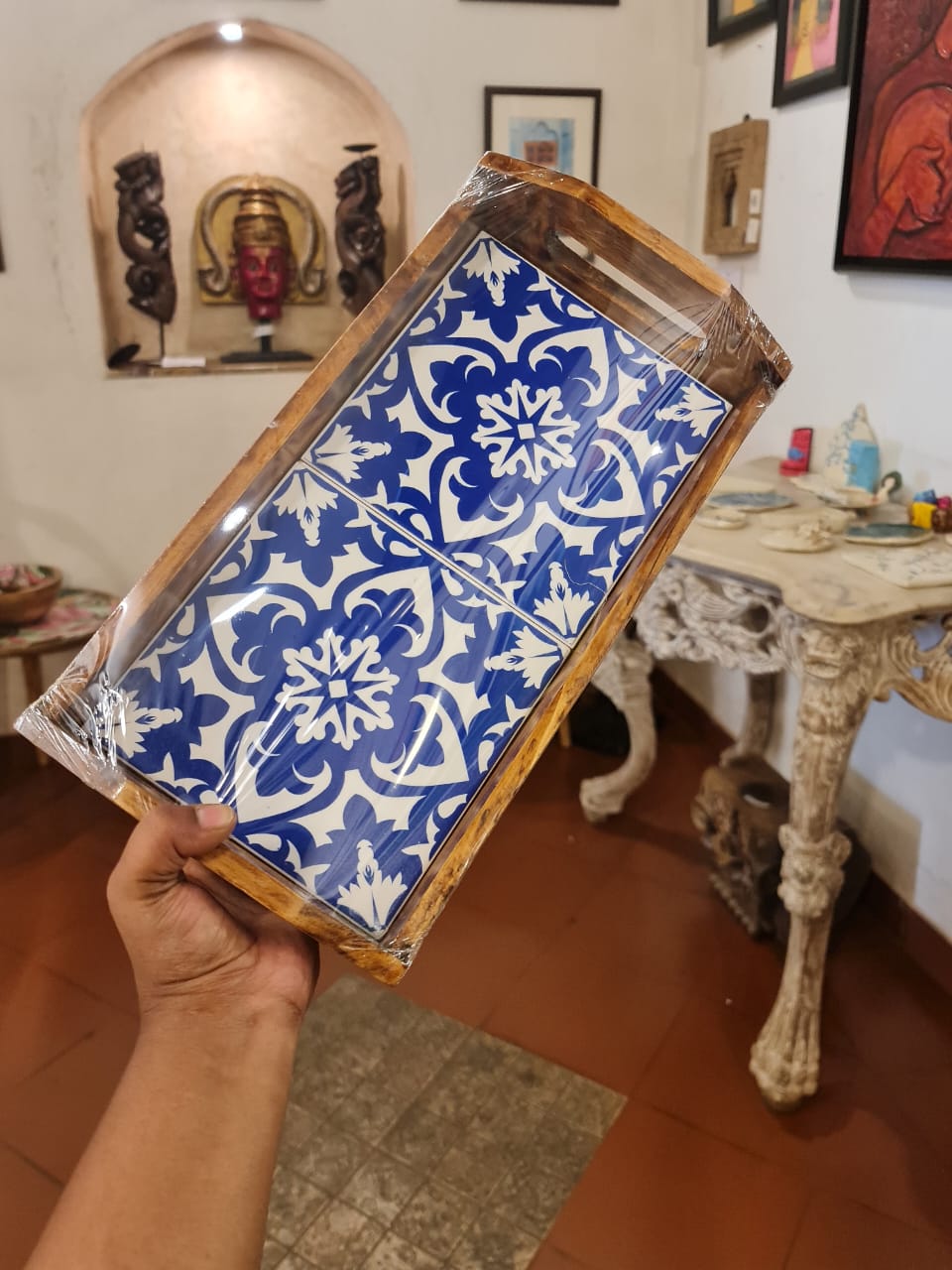 Wooden Tile Tray