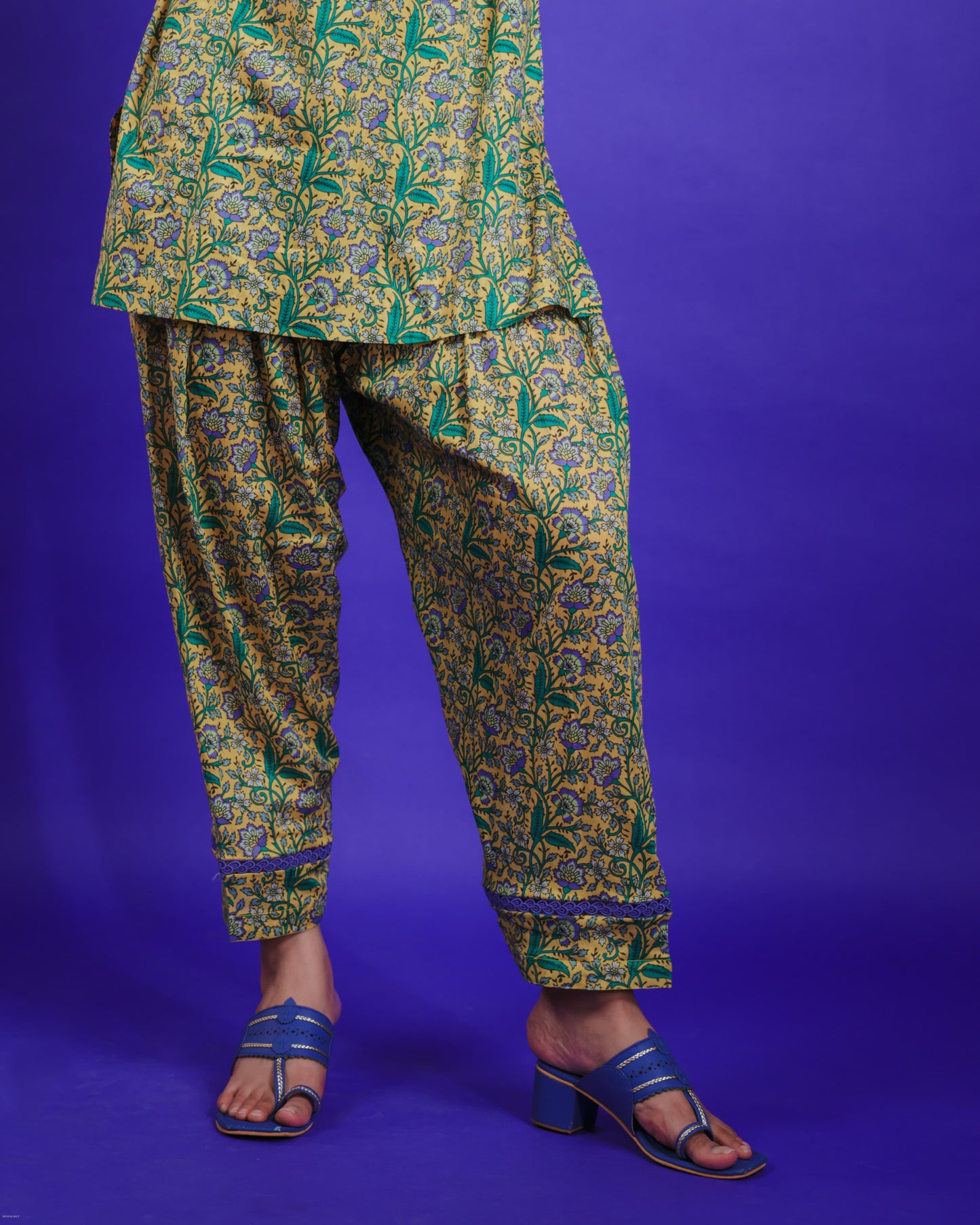 LIME YELLOW PRINTED SHORT KURTA SET