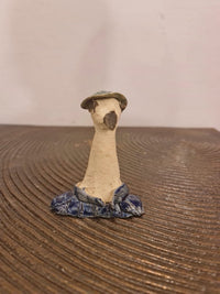 Bird With Hat / Small Head Ceramic Figuirine