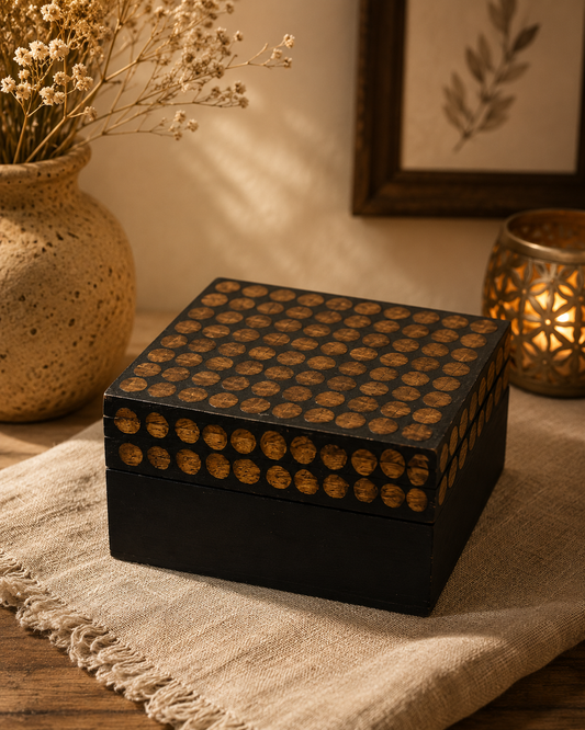 Ebony Dot Inlay Wooden Keepsake Box