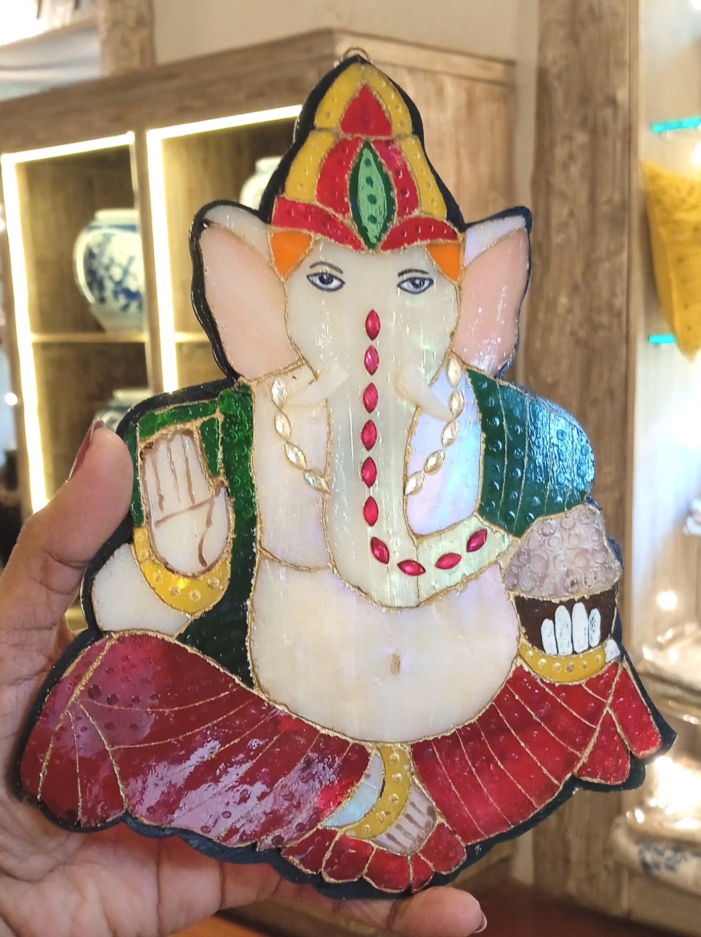 Stained Glass Ganesha Wall Hanging