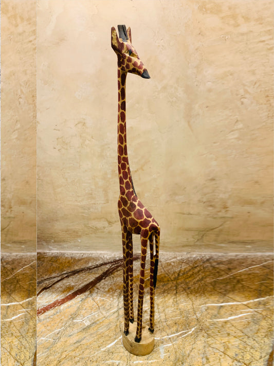Tall African Wooden Giraffe