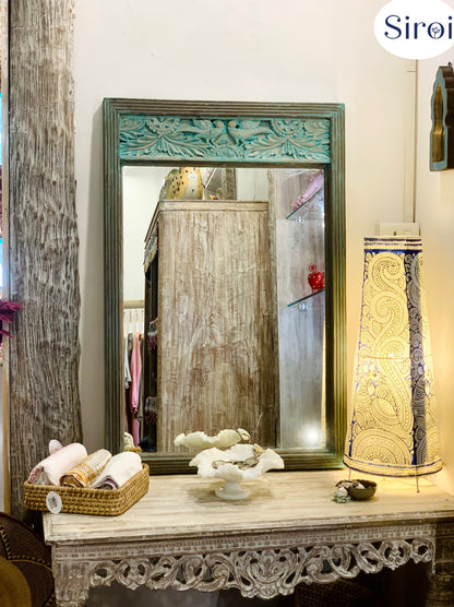 Mirror with Carved Parrot Panel