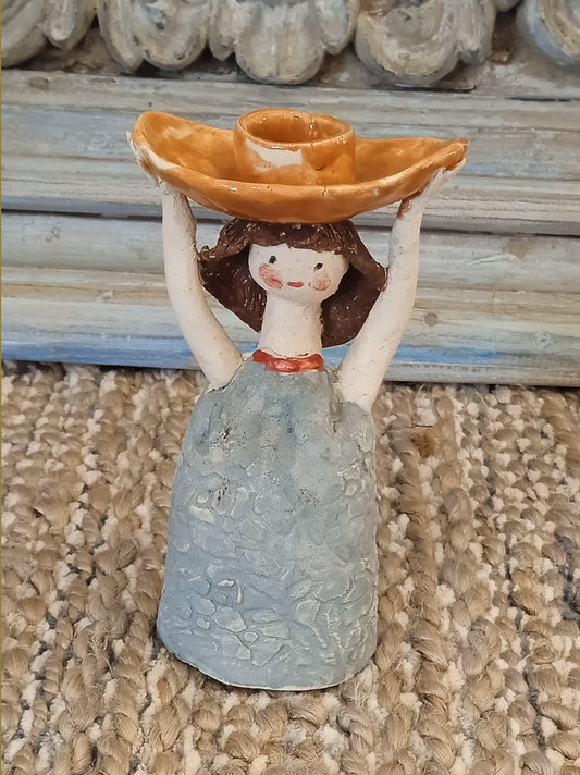 Ceramic Small Girl Candle Holder