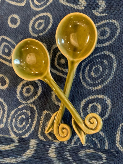 Stoneware Green Spoons