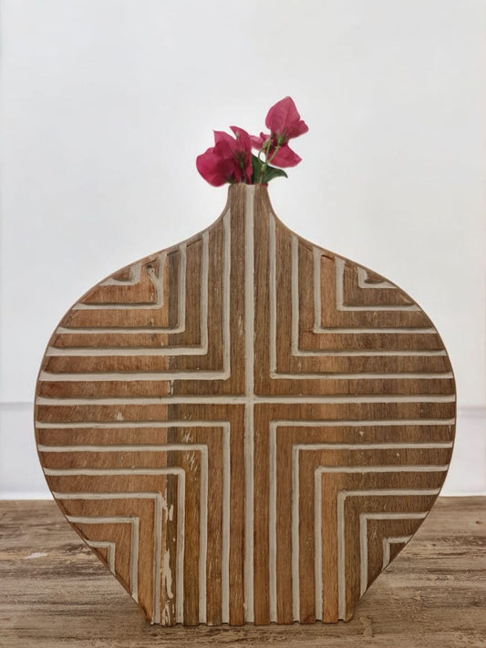 wooden hand carved vase